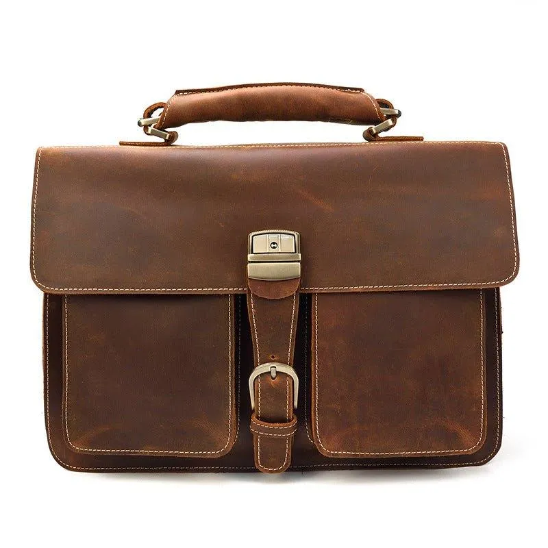 Woosir Brown Mens Briefcase for  14 inch Laptop Bag