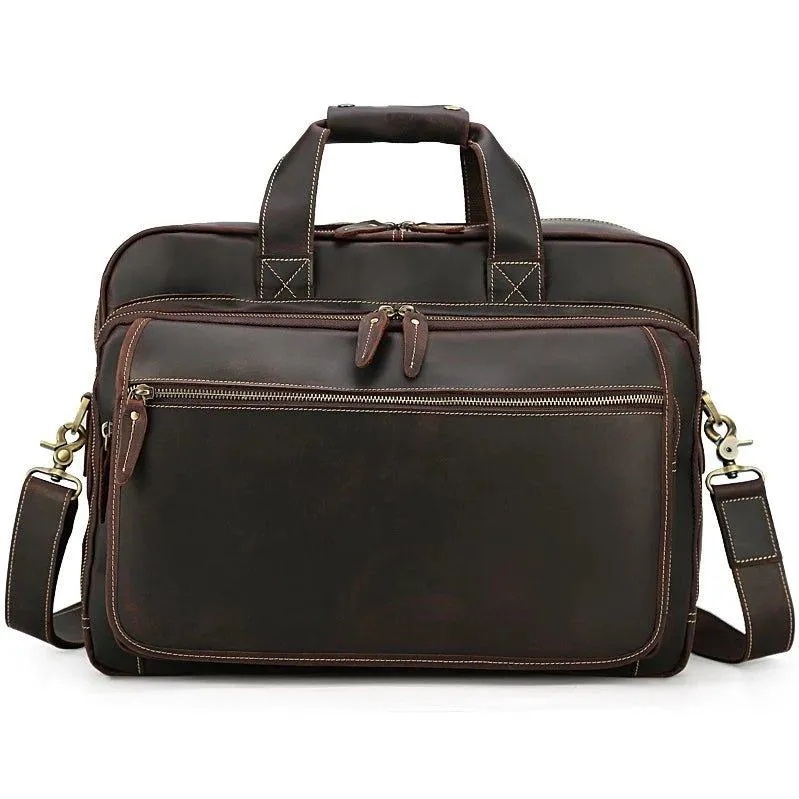 Woosir Leather Briefcase Attache Case Fit 17" Laptop