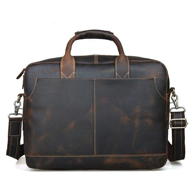 Woosir Leather Briefcase for Men 16 Inches Laptop Bag