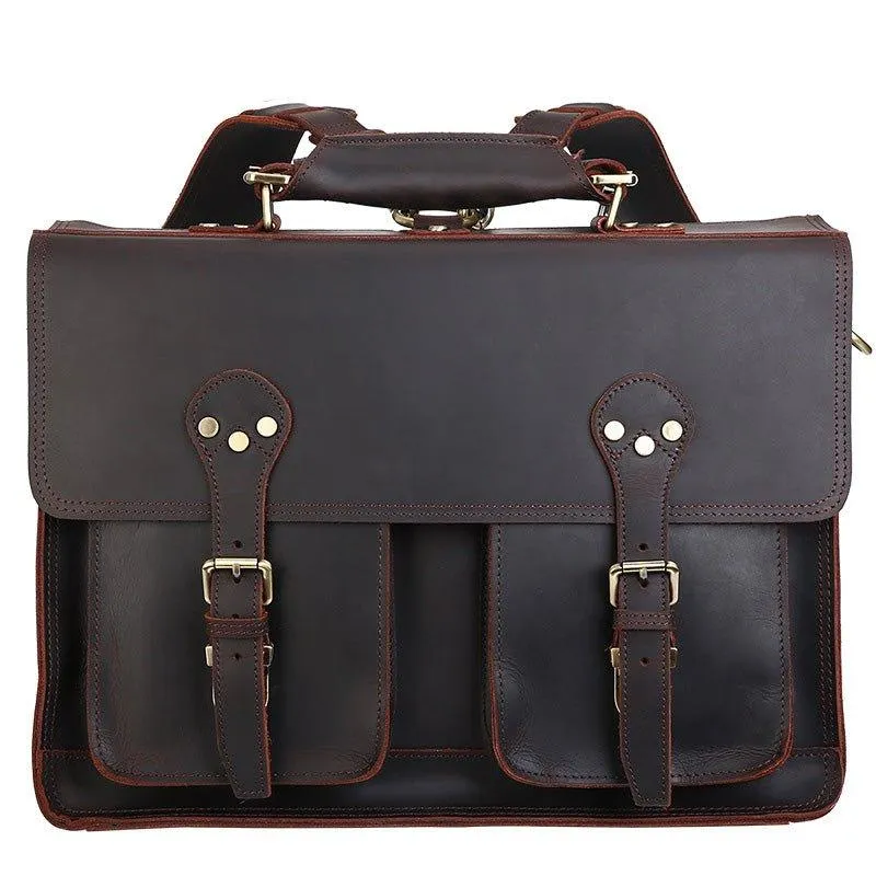 Woosir Leather Computer Briefcase Backpack Convertible