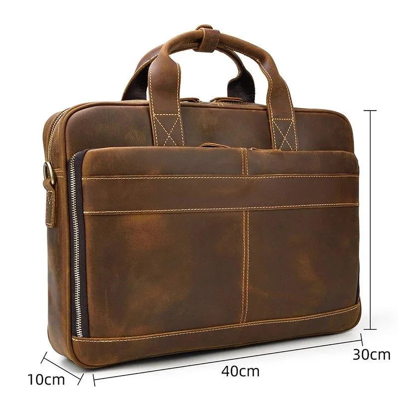 Woosir Leather Laptop Briefcase Brown 15"