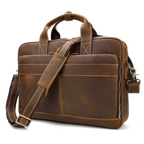 Woosir Leather Laptop Briefcase Brown 15"