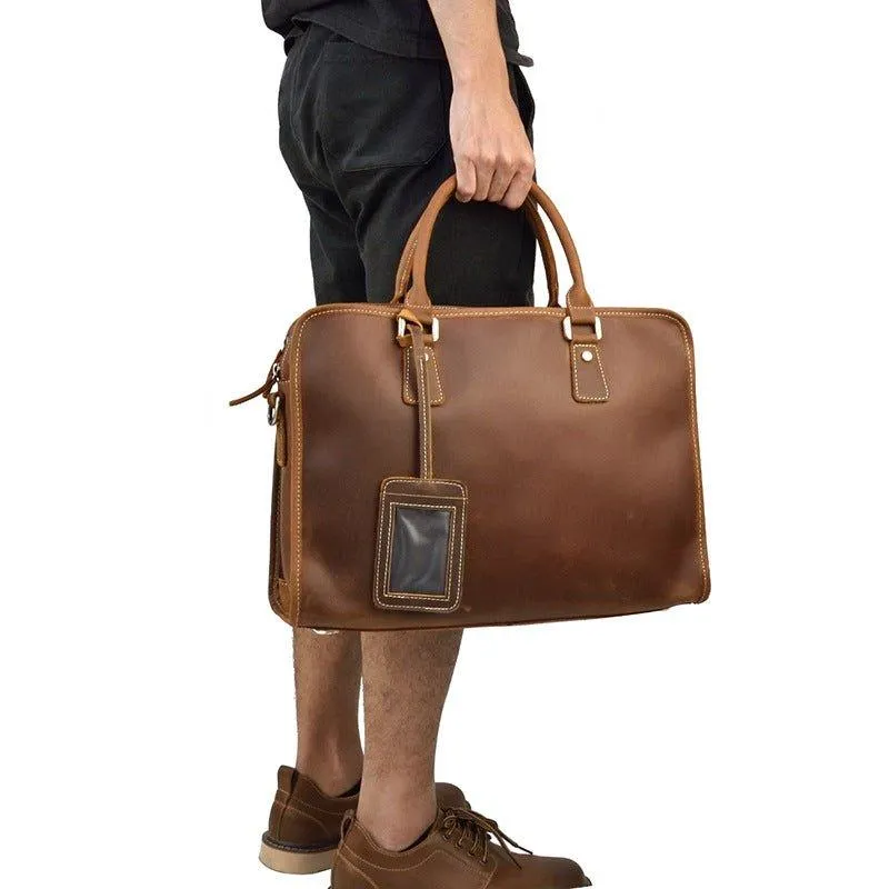 Woosir Leather Laptop Satchel Mens for 14" Laptop