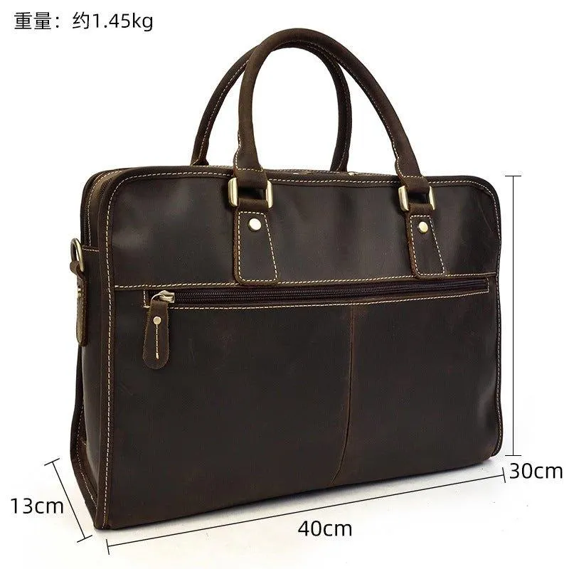 Woosir Leather Laptop Satchel Mens for 14" Laptop