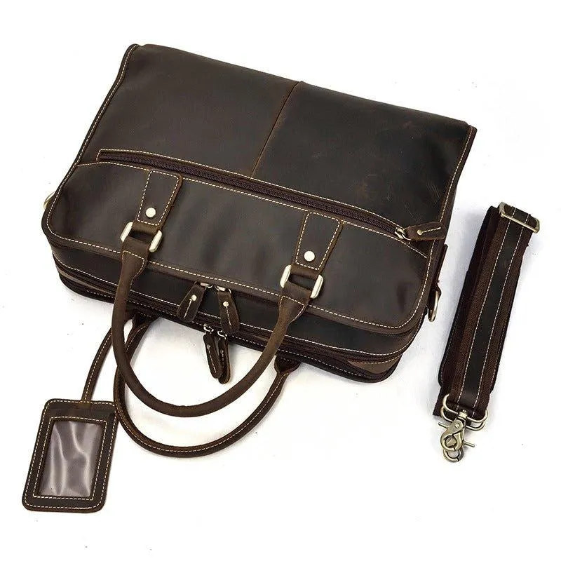 Woosir Leather Laptop Satchel Mens for 14" Laptop