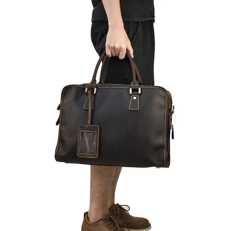 Woosir Leather Laptop Satchel Mens for 14" Laptop