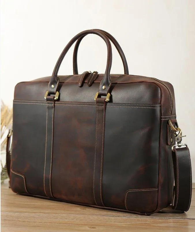 Woosir Leather Vintage 17.3" Laptop Briefcase Business