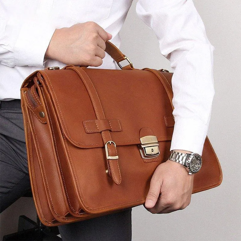 Woosir Mens Briefcase Bag Leather British Style