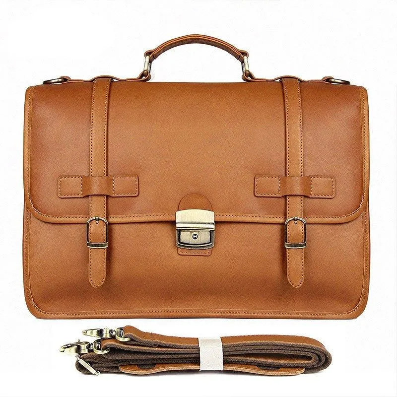 Woosir Mens Briefcase Bag Leather British Style