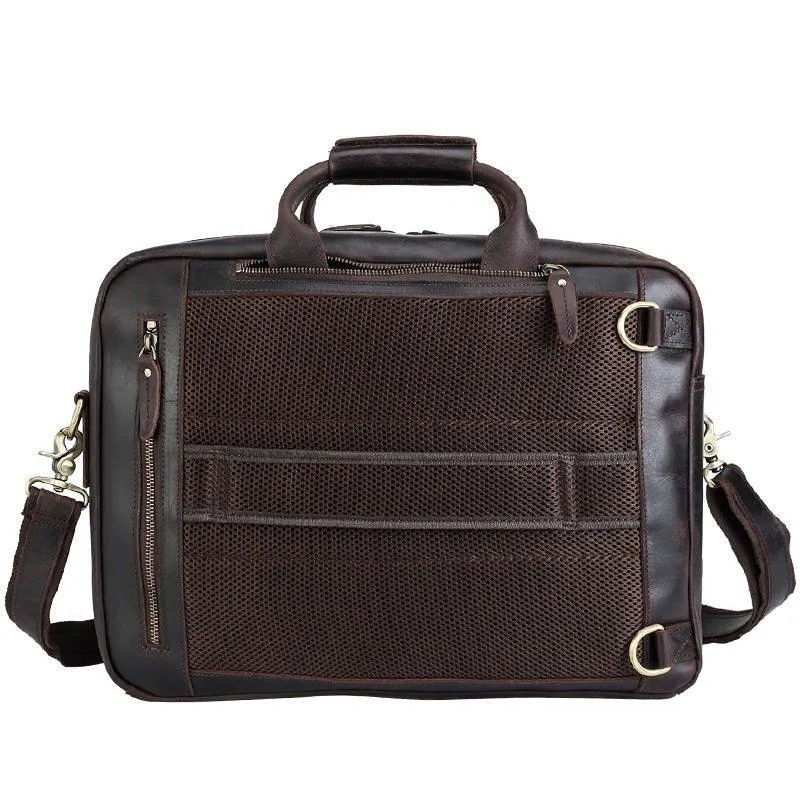 Woosir Mens Genuine Leather Briefcase Brown