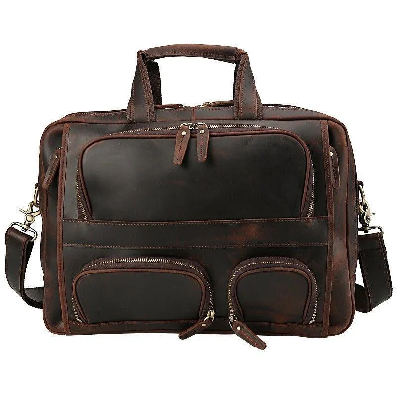 Woosir Mens Leather Briefcase Bag for 17 Inch Laptop