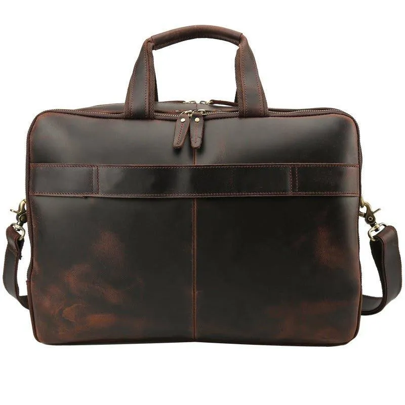 Woosir Mens Leather Briefcase Bag for 17 Inch Laptop