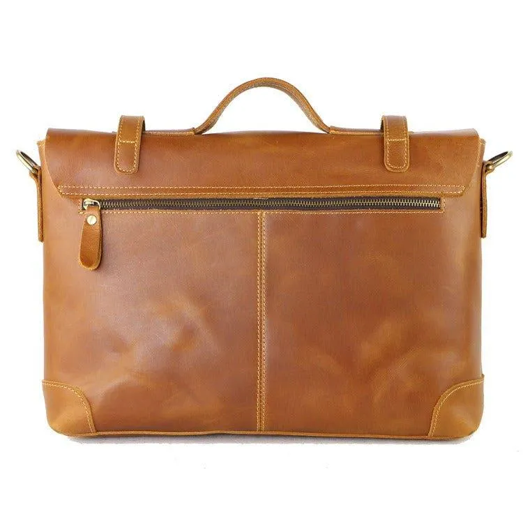 Woosir Mens Vintage Leather Messenger Bag for 14" Laptop