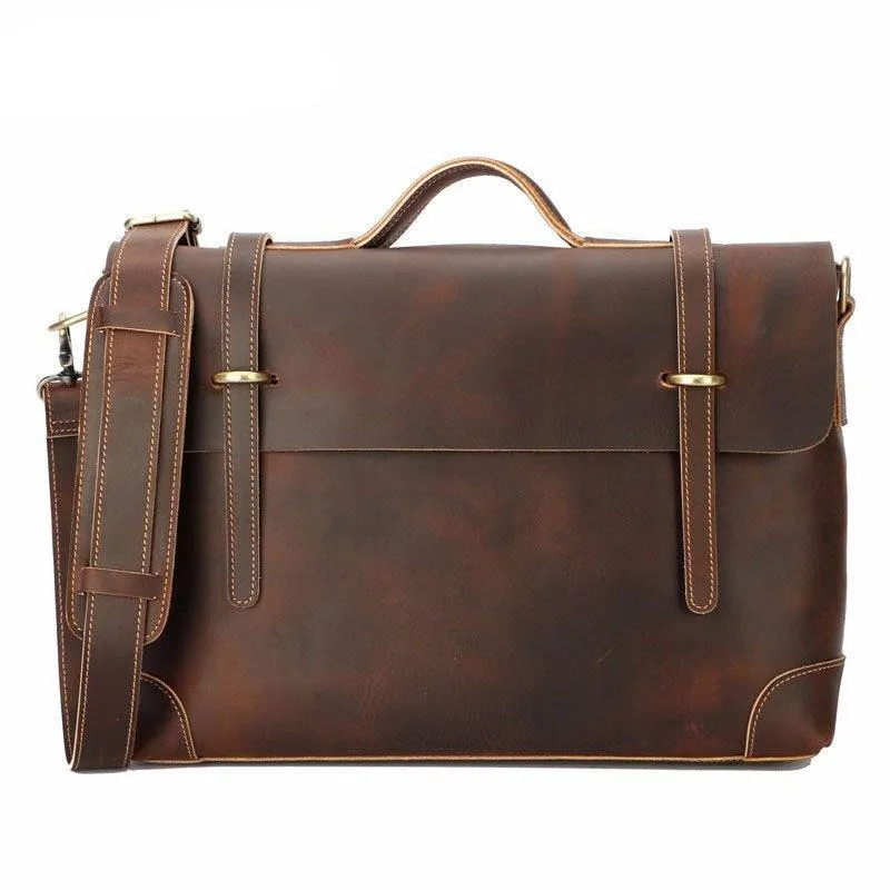 Woosir Mens Vintage Leather Messenger Bag for 14" Laptop