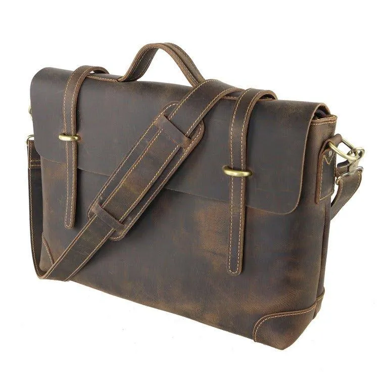 Woosir Mens Vintage Leather Messenger Bag for 14" Laptop