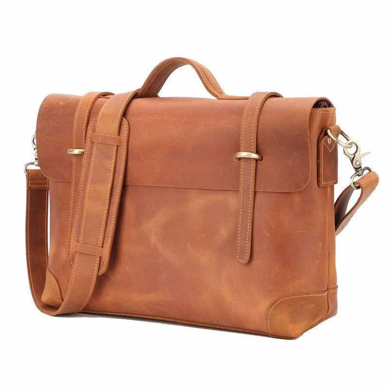 Woosir Mens Vintage Leather Messenger Bag for 14" Laptop